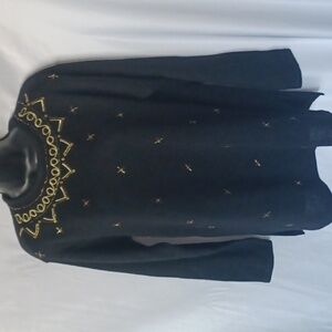 Leslie Fay Black Gold Sportswear Holiday Treasures, embroidered/beaded Sz Med